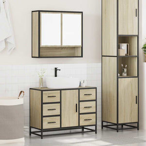 vidaXL 2 Piece Bathroom Furniture Set Sonoma Oak Engineered Wood