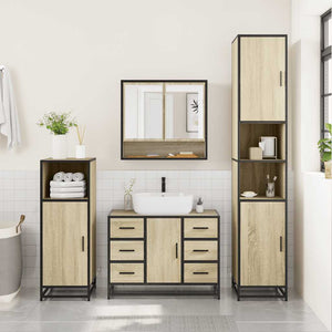 vidaXL 2 Piece Bathroom Furniture Set Sonoma Oak Engineered Wood