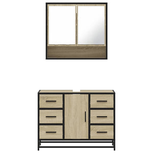 vidaXL 2 Piece Bathroom Furniture Set Sonoma Oak Engineered Wood