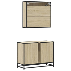 vidaXL 2 Piece Bathroom Furniture Set Sonoma Oak Engineered Wood