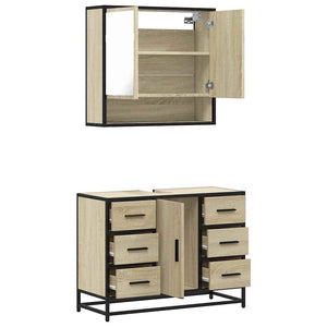 vidaXL 2 Piece Bathroom Furniture Set Sonoma Oak Engineered Wood