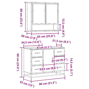 vidaXL 2 Piece Bathroom Furniture Set Sonoma Oak Engineered Wood