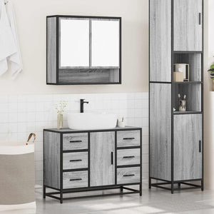 vidaXL 2 Piece Bathroom Furniture Set Grey Sonoma Engineered Wood