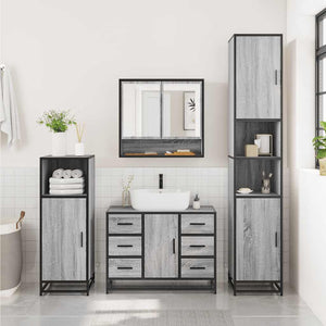 vidaXL 2 Piece Bathroom Furniture Set Grey Sonoma Engineered Wood