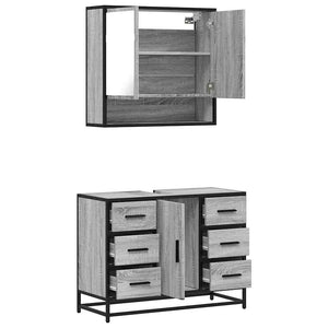 vidaXL 2 Piece Bathroom Furniture Set Grey Sonoma Engineered Wood