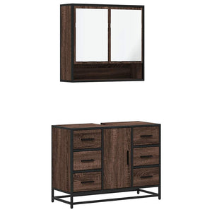 vidaXL 2 Piece Bathroom Furniture Set Brown Oak Engineered Wood