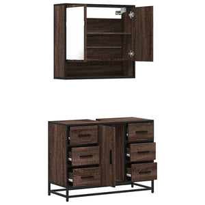 vidaXL 2 Piece Bathroom Furniture Set Brown Oak Engineered Wood