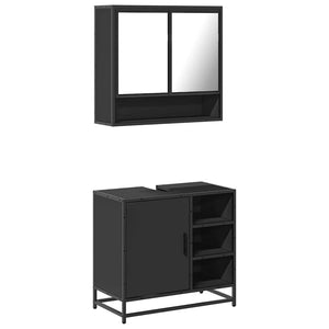 vidaXL 2 Piece Bathroom Furniture Set Black Engineered Wood