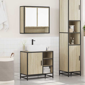 vidaXL 2 Piece Bathroom Furniture Set Sonoma Oak Engineered Wood