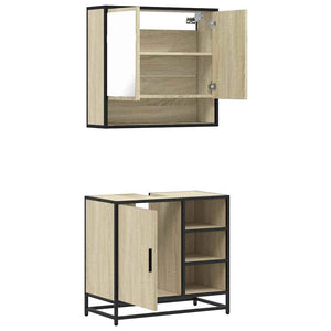 vidaXL 2 Piece Bathroom Furniture Set Sonoma Oak Engineered Wood