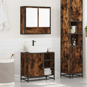 vidaXL 2 Piece Bathroom Furniture Set Smoked Oak Engineered Wood