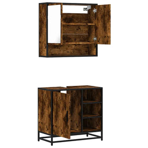 vidaXL 2 Piece Bathroom Furniture Set Smoked Oak Engineered Wood