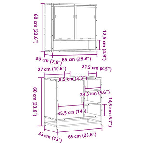 vidaXL 2 Piece Bathroom Furniture Set Smoked Oak Engineered Wood