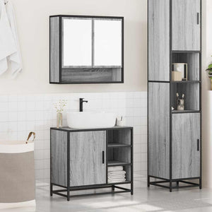 vidaXL 2 Piece Bathroom Furniture Set Grey Sonoma Engineered Wood