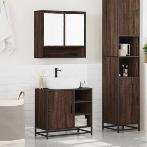 vidaXL 2 Piece Bathroom Furniture Set Brown Oak Engineered Wood