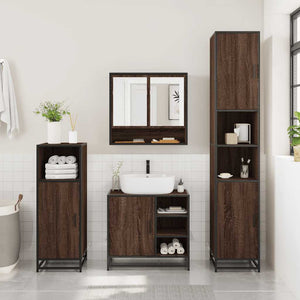 vidaXL 2 Piece Bathroom Furniture Set Brown Oak Engineered Wood