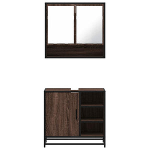 vidaXL 2 Piece Bathroom Furniture Set Brown Oak Engineered Wood