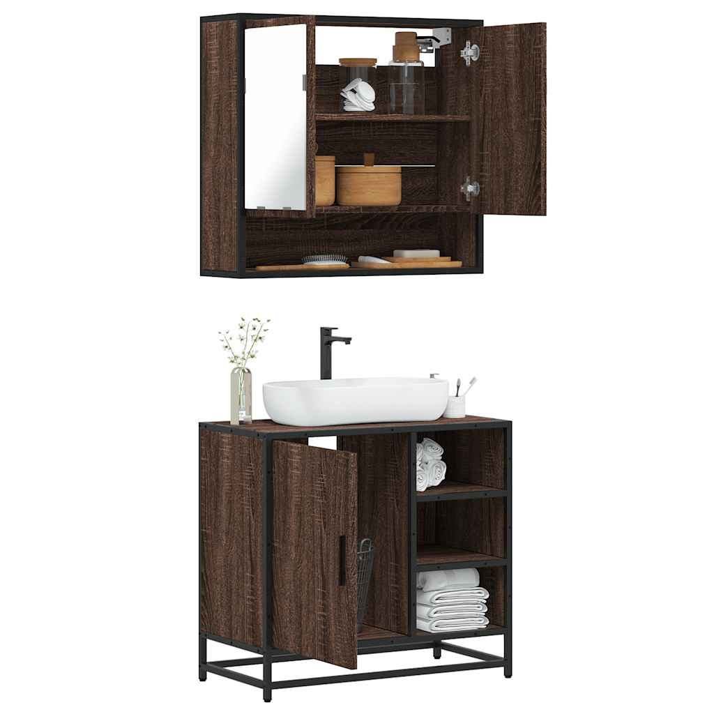 vidaXL 2 Piece Bathroom Furniture Set Brown Oak Engineered Wood