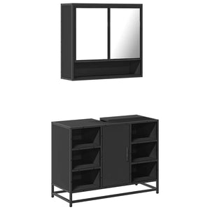 vidaXL 2 Piece Bathroom Furniture Set Black Engineered Wood