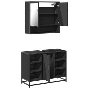 vidaXL 2 Piece Bathroom Furniture Set Black Engineered Wood