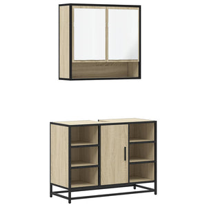 vidaXL 2 Piece Bathroom Furniture Set Sonoma Oak Engineered Wood