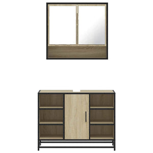 vidaXL 2 Piece Bathroom Furniture Set Sonoma Oak Engineered Wood