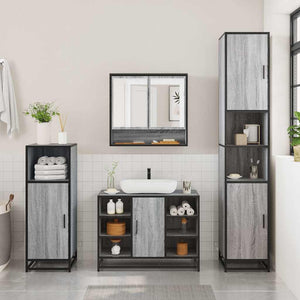 vidaXL 2 Piece Bathroom Furniture Set Grey Sonoma Engineered Wood