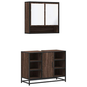 vidaXL 2 Piece Bathroom Furniture Set Brown Oak Engineered Wood