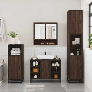 vidaXL 2 Piece Bathroom Furniture Set Brown Oak Engineered Wood