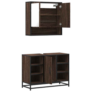 vidaXL 2 Piece Bathroom Furniture Set Brown Oak Engineered Wood