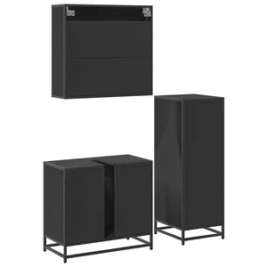 vidaXL 3 Piece Bathroom Furniture Set Black Engineered Wood