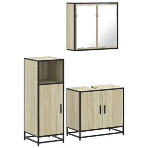 vidaXL 3 Piece Bathroom Furniture Set Sonoma Oak Engineered Wood