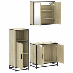 vidaXL 3 Piece Bathroom Furniture Set Sonoma Oak Engineered Wood