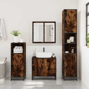 vidaXL 3 Piece Bathroom Furniture Set Smoked Oak Engineered Wood