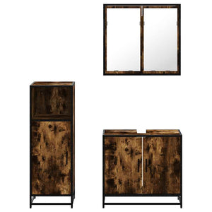 vidaXL 3 Piece Bathroom Furniture Set Smoked Oak Engineered Wood