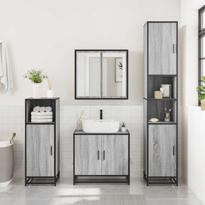 vidaXL 3 Piece Bathroom Furniture Set Grey Sonoma Engineered Wood