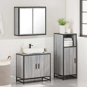 vidaXL 3 Piece Bathroom Furniture Set Grey Sonoma Engineered Wood