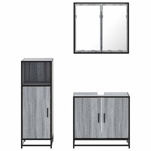 vidaXL 3 Piece Bathroom Furniture Set Grey Sonoma Engineered Wood