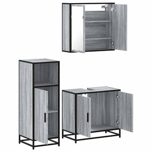 vidaXL 3 Piece Bathroom Furniture Set Grey Sonoma Engineered Wood