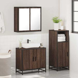 vidaXL 3 Piece Bathroom Furniture Set Brown Oak Engineered Wood