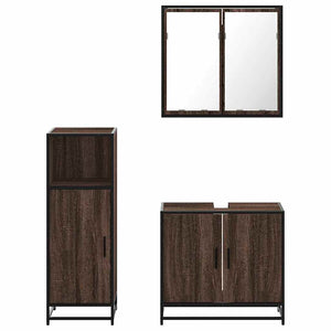 vidaXL 3 Piece Bathroom Furniture Set Brown Oak Engineered Wood