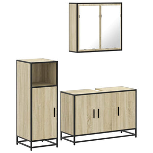 vidaXL 3 Piece Bathroom Furniture Set Sonoma Oak Engineered Wood