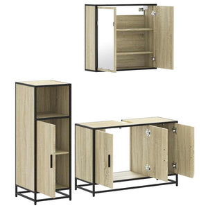 vidaXL 3 Piece Bathroom Furniture Set Sonoma Oak Engineered Wood