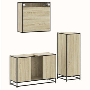 vidaXL 3 Piece Bathroom Furniture Set Sonoma Oak Engineered Wood