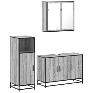 vidaXL 3 Piece Bathroom Furniture Set Grey Sonoma Engineered Wood