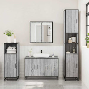 vidaXL 3 Piece Bathroom Furniture Set Grey Sonoma Engineered Wood