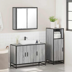 vidaXL 3 Piece Bathroom Furniture Set Grey Sonoma Engineered Wood