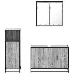 vidaXL 3 Piece Bathroom Furniture Set Grey Sonoma Engineered Wood