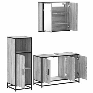 vidaXL 3 Piece Bathroom Furniture Set Grey Sonoma Engineered Wood