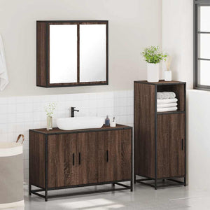 vidaXL 3 Piece Bathroom Furniture Set Brown Oak Engineered Wood